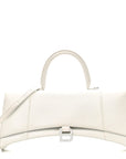 Shiny Box Calfskin Tonal B Hourglass Stretch Top Handle Bag White