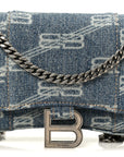 Denim BB Monogram Hourglass Chain Bag Blue