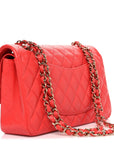 Caviar Quilted Medium Double Flap Red