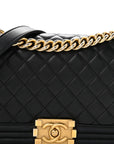 Lambskin Quilted Medium Boy Flap Black