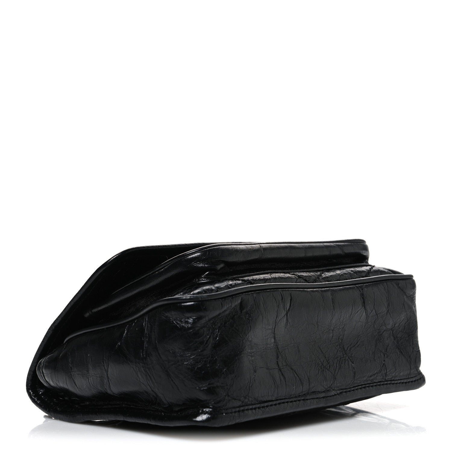 Crinkled Calfskin Matelasse Monogram Baby Niki Chain Satchel Black