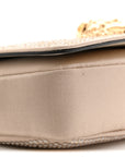 Satin Crystal Medusa Chain Clutch Beige