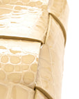 Gloss Calfskin Croc Embossed Intreccio Cassette Crossbody Bag Praline