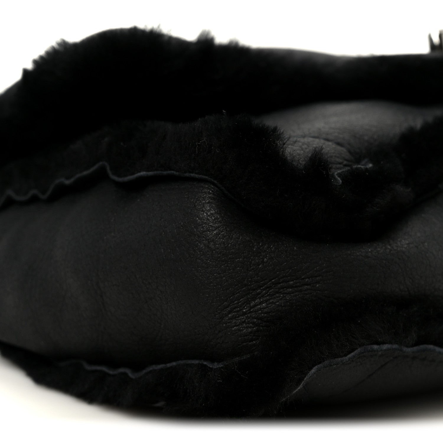 Shearling Quilted Medium Single Flap Black