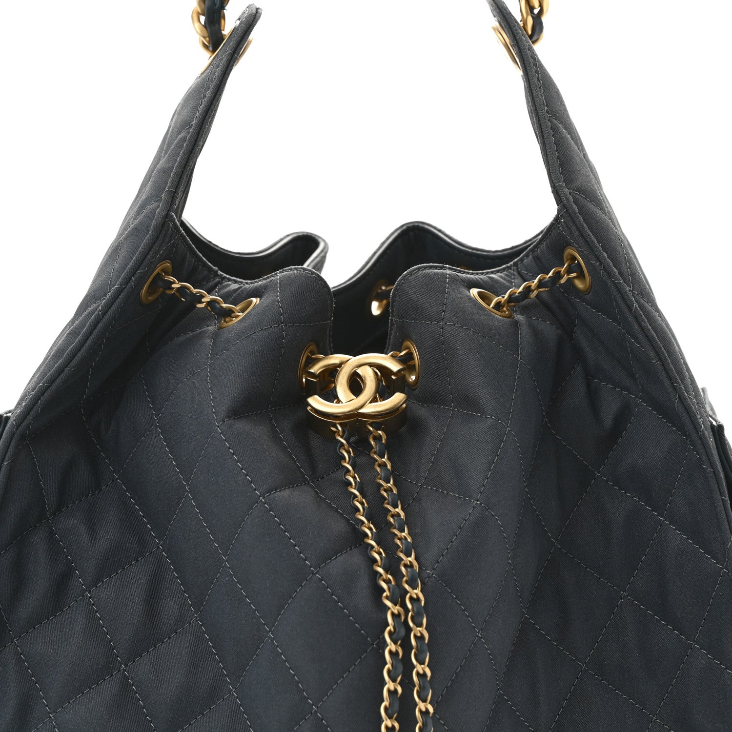 Canvas Quilted Medium CHNL 25 Handbag Dark Blue