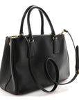 Saffiano Small Galleria Double Zip Tote Black