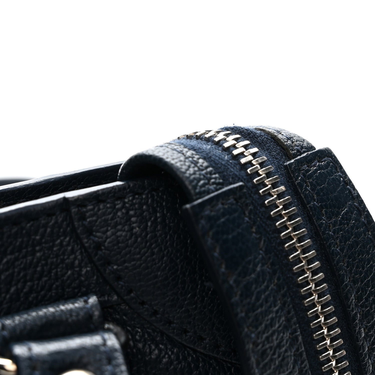 Chevre Silver Metallic Edge Hardware Mini City Bleu de Minuit