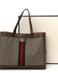 Gg Supreme Monogram Web Ophidia Tote Brown