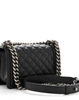 Caviar Quilted Small Boy Flap Black