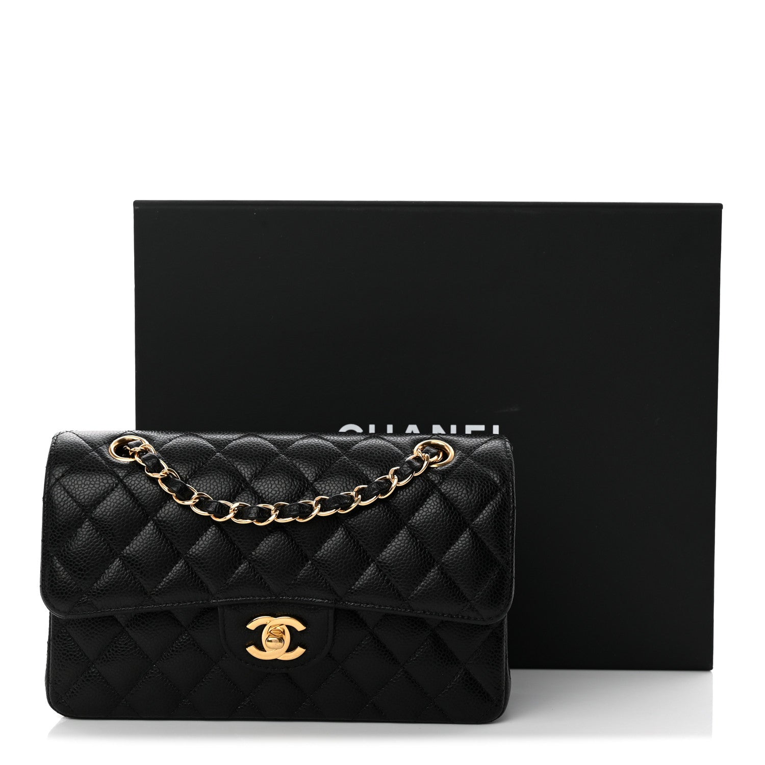 Caviar Quilted Small Double Flap Black