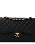 Caviar Quilted Jumbo Double Flap Black