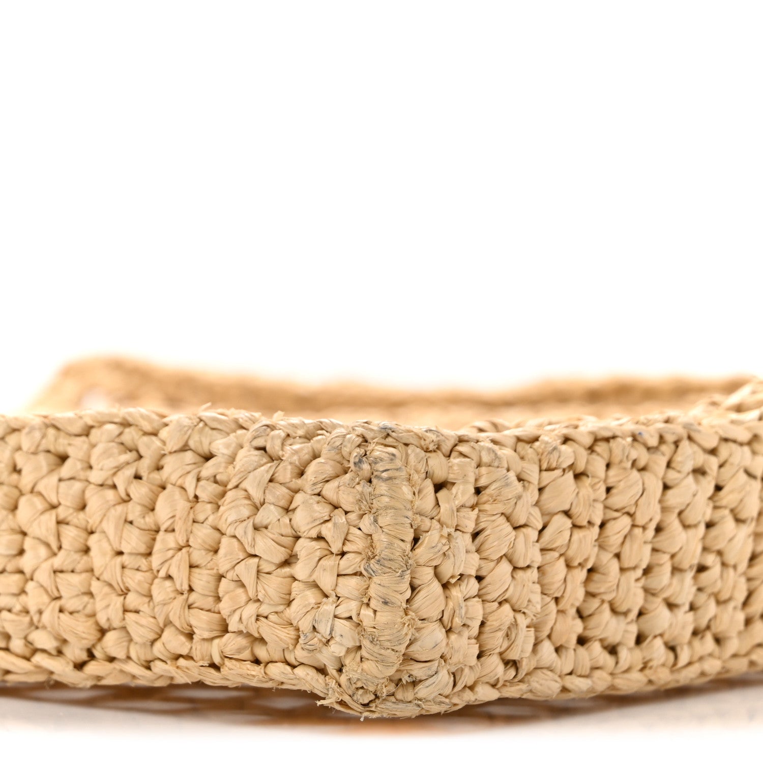 Yarn Raffia Effect Crochet Logo Embroidered Tote Bag Naturale