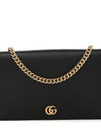 Dollar Calfskin Mini GG Marmont Chain Wallet Black
