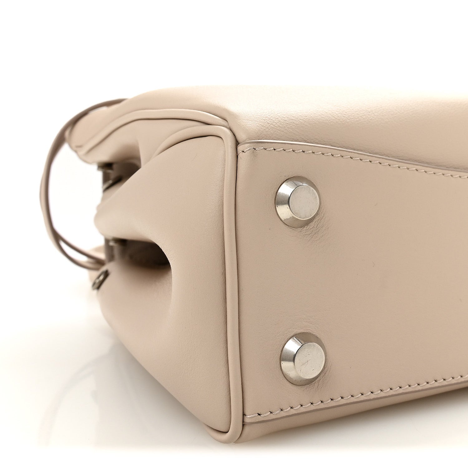 Natural Smooth Calfskin Small Rodeo Top Handle Handbag Almond