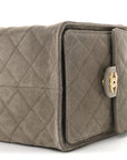 Suede Quilted Medium CHNL 25 Handbag Dark Grey