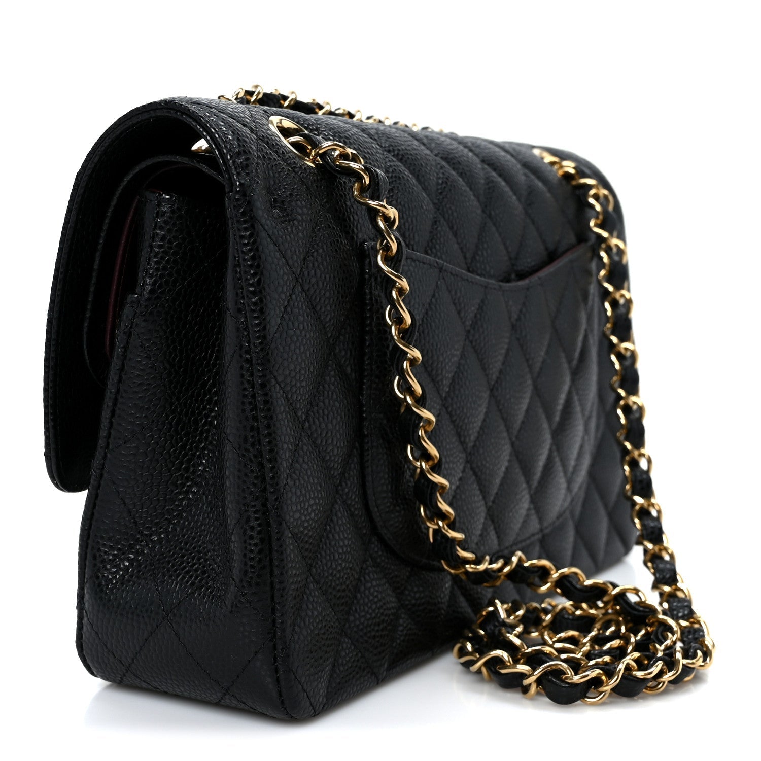 Caviar Quilted Medium Double Flap Black
