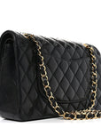 Lambskin Quilted Medium Double Flap Black