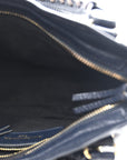 Chevre Gold Metallic Edge Hardware Mini City  Bleu Nuit Dark Sea