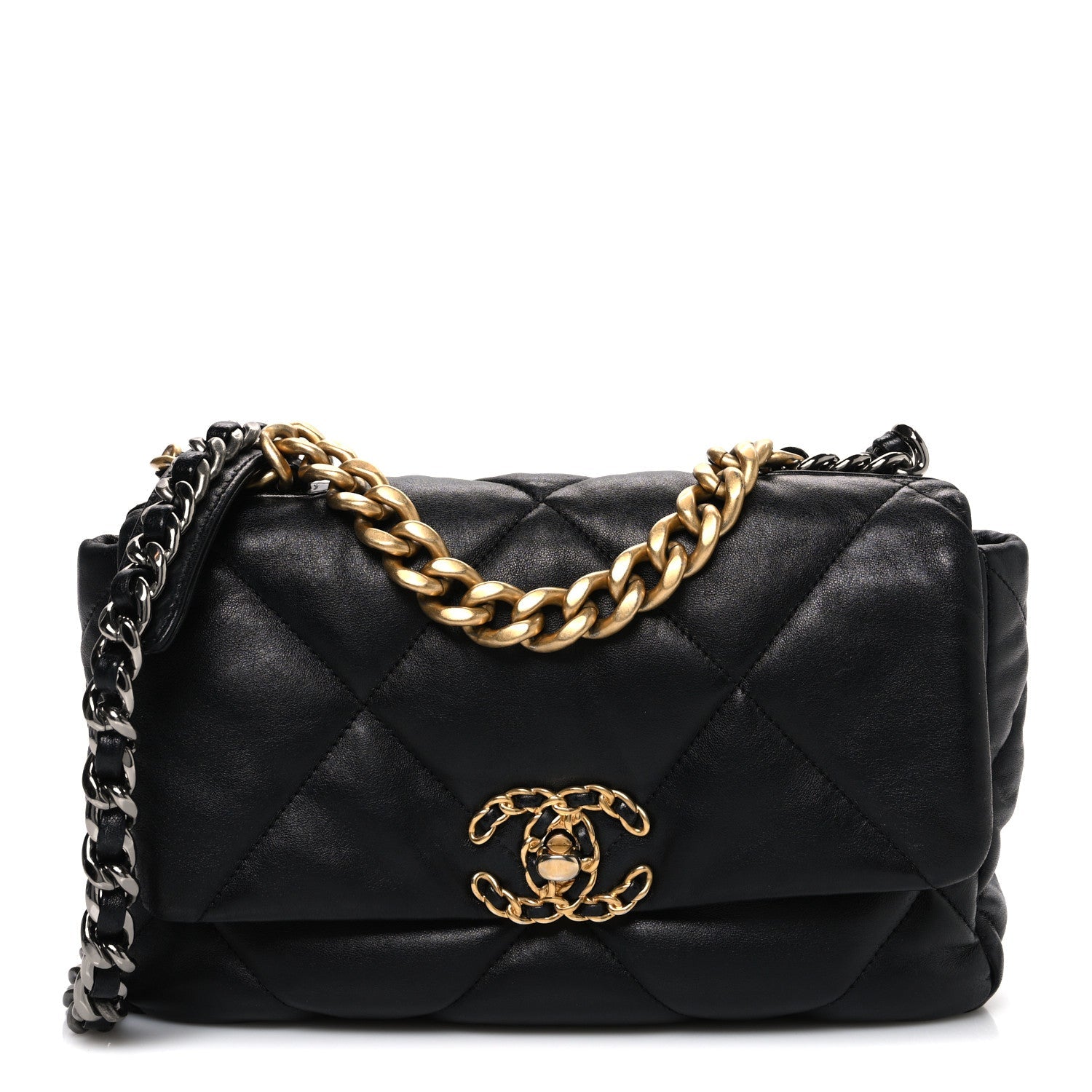 Lambskin Quilted Medium CHNL 19 Flap Black