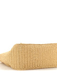 Yarn Raffia Effect Crochet Logo Embroidered Small Tote Bag Naturale