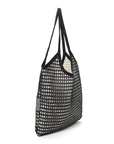 Raffia Effect Linen Logo Ivy Bag Black Natural