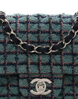 Tweed Quilted Mini Rectangular Flap Green Navy Dark Beige