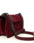 Velvet Tweed Quilted Medium Boy Flap Burgundy