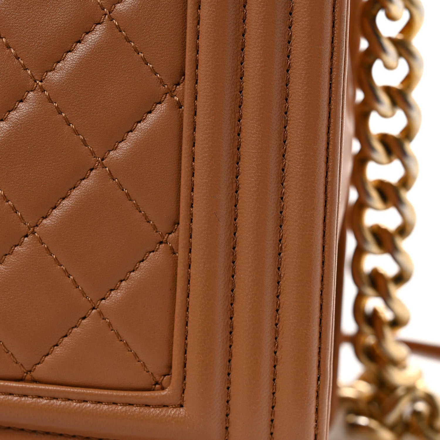 Lambskin Quilted New Medium Boy Flap Dark Beige