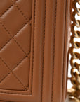 Lambskin Quilted New Medium Boy Flap Dark Beige