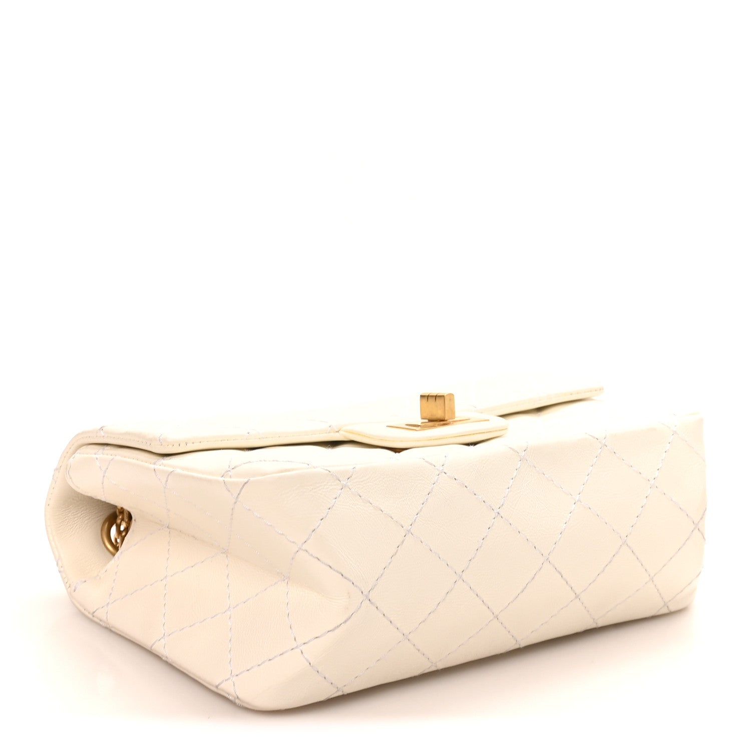 Aged Calfskin Quilted 2.55 Reissue Mini Flap White