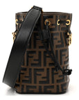 Vitello Liberty F is FNDI Bi-Color FF 1974 Embossed Mini Mon Tresor Bucket Bag Maya Black