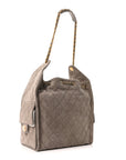 Suede Quilted Medium CHNL 25 Handbag Dark Grey