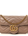 Calfskin Matelasse Super Mini GG Marmont Shoulder Bag Porcelain Rose