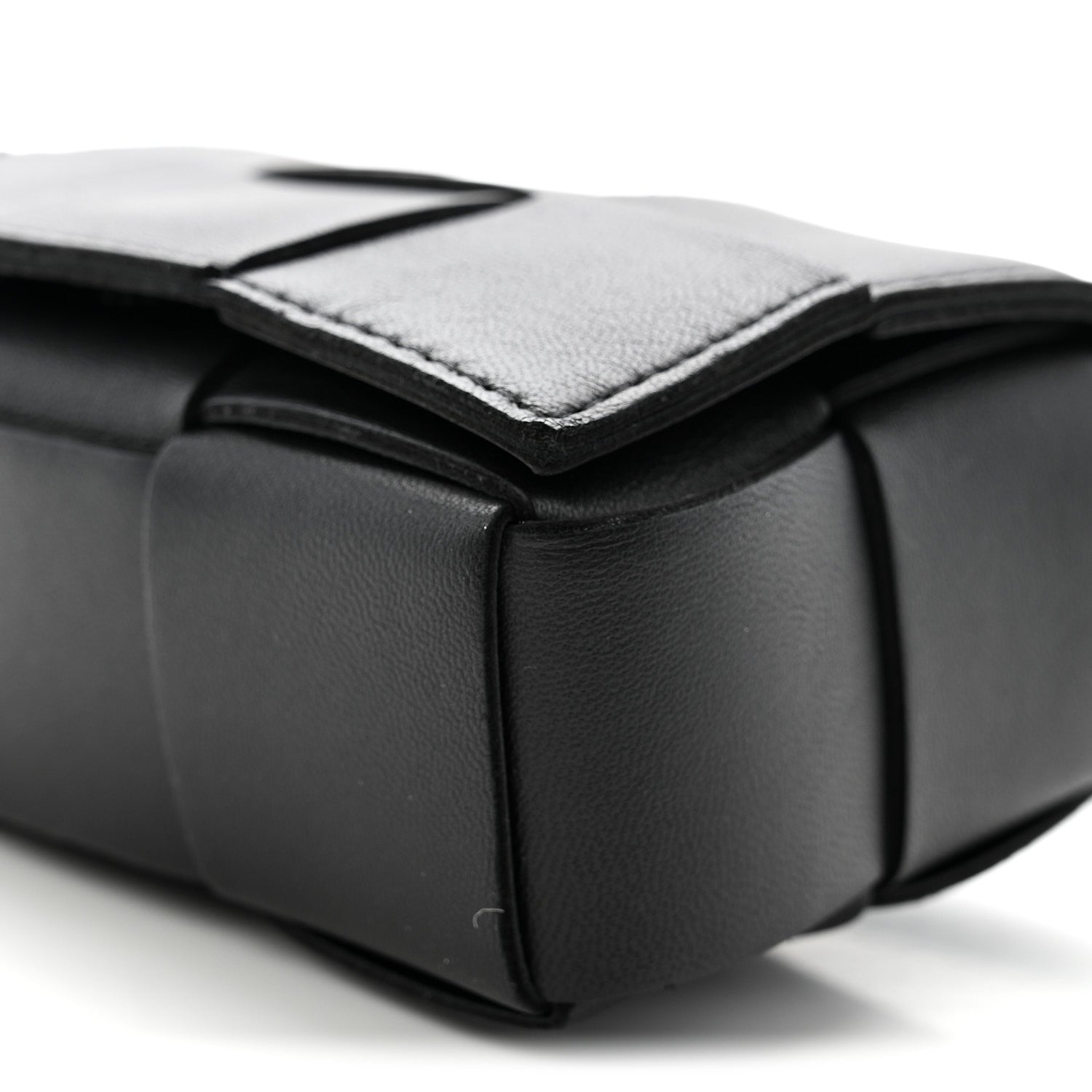 Lambskin Maxi Intrecciato Extra Mini Cassette Crossbody Bag Black