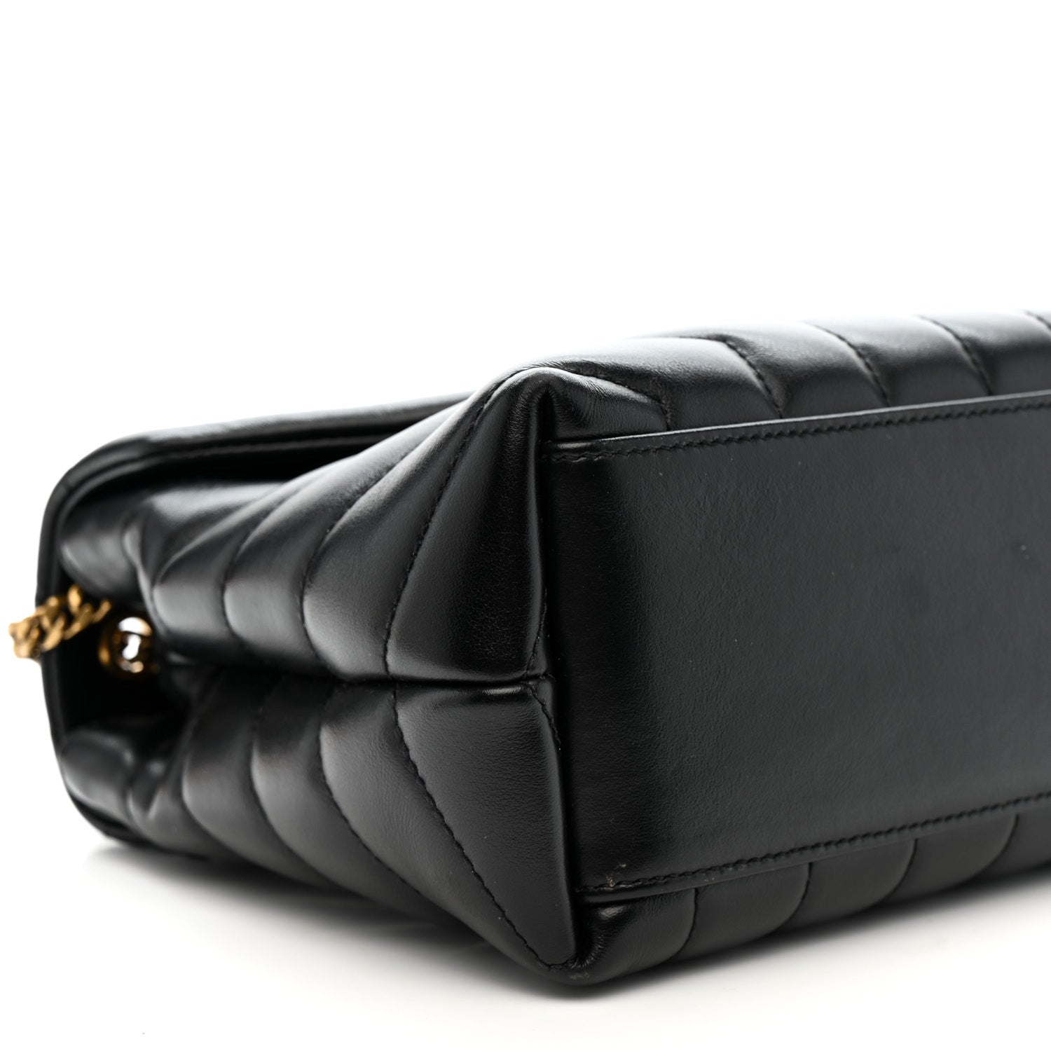 Calfskin Y Quilted Monogram Small Loulou Chain Satchel Black