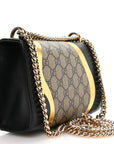 Calfskin GG Supreme Monogram Small Padlock Shoulder Bag Black Gold