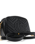 Calfskin Matelasse Small GG Marmont Chain Shoulder Bag Black