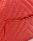 Lambskin Chevron Quilted Mini Rectangular Flap Coral