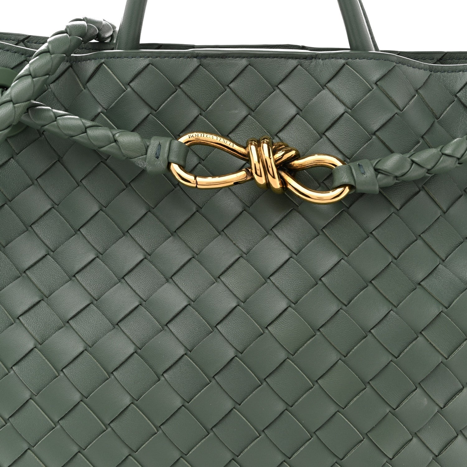 Nappa Intrecciato Medium Andiamo Shoulder Bag Aloe