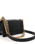 Calfskin Chevron Quilted Medium Boy Flap Black