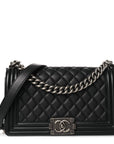 Calfskin Quilted Medium Boy Flap Black