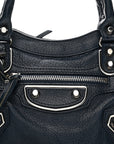 Chevre Silver Metallic Edge Hardware Mini City Bleu de Minuit