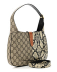 GG Supreme Monogram Snakeskin Small Jackie 1961 Hobo Beige Ebony