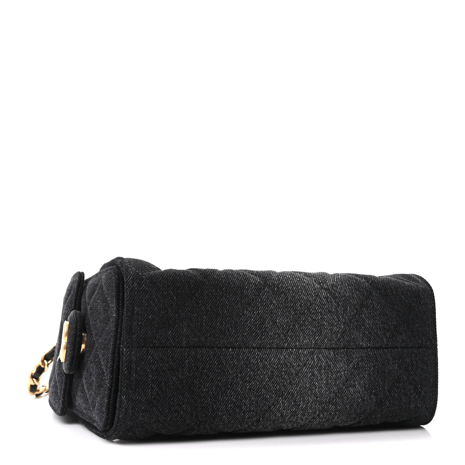 Washed Denim Quilted Mini CHNL 25 Handbag Black
