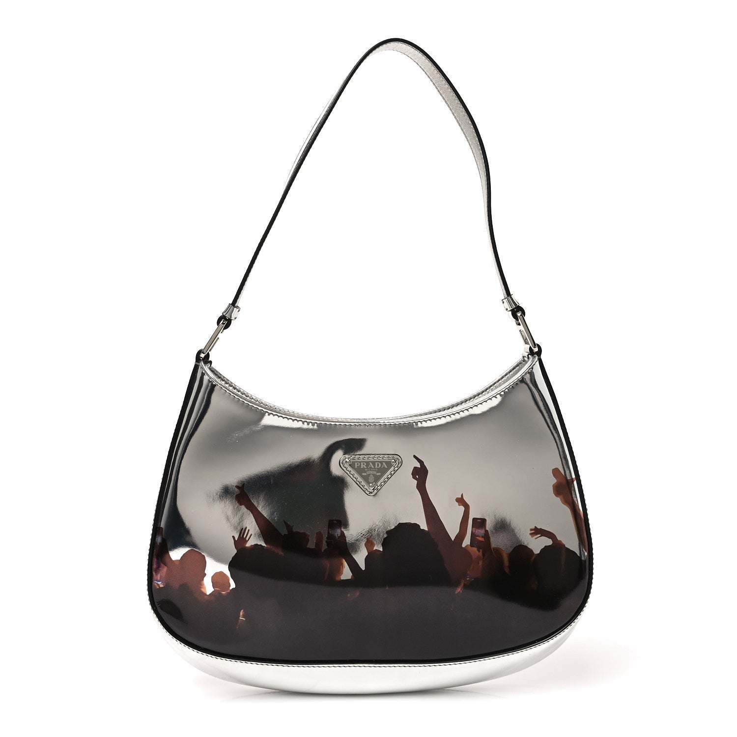 Spazzolato Concert Printed Cleo Shoulder Bag Argento