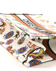 Canvas Embroidered Dragon Zodiac Medium Book Tote White Multicolor