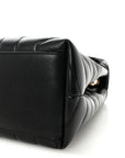 Calfskin Y Quilted Monogram Medium Loulou Chain Satchel Black