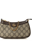 GG Supreme Monogram Textured Dollar Calfskin Mini Ophidia Chain Bag Beige Ebony