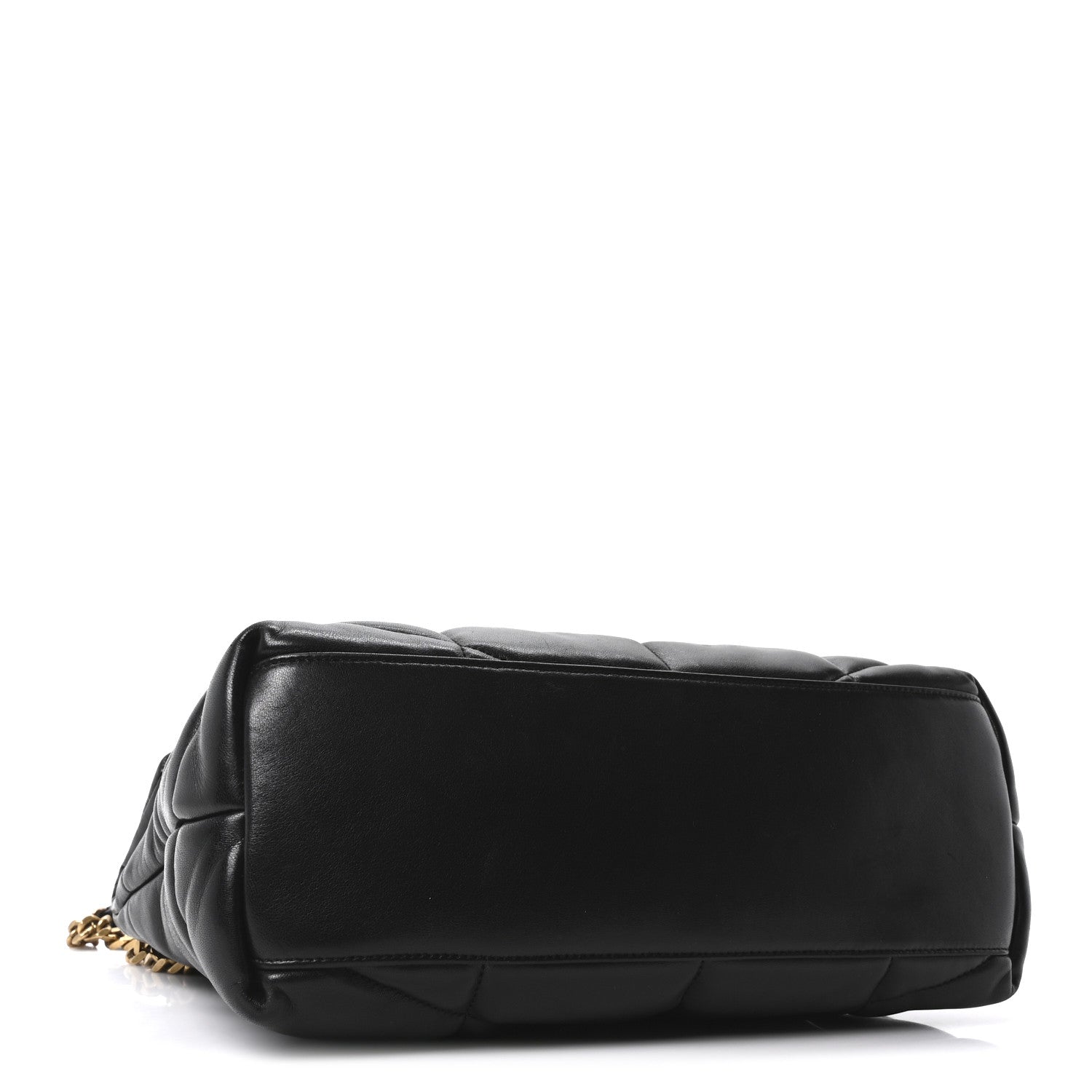 Lambskin Quilted Medium Loulou Puffer Monogram Chain Satchel Black