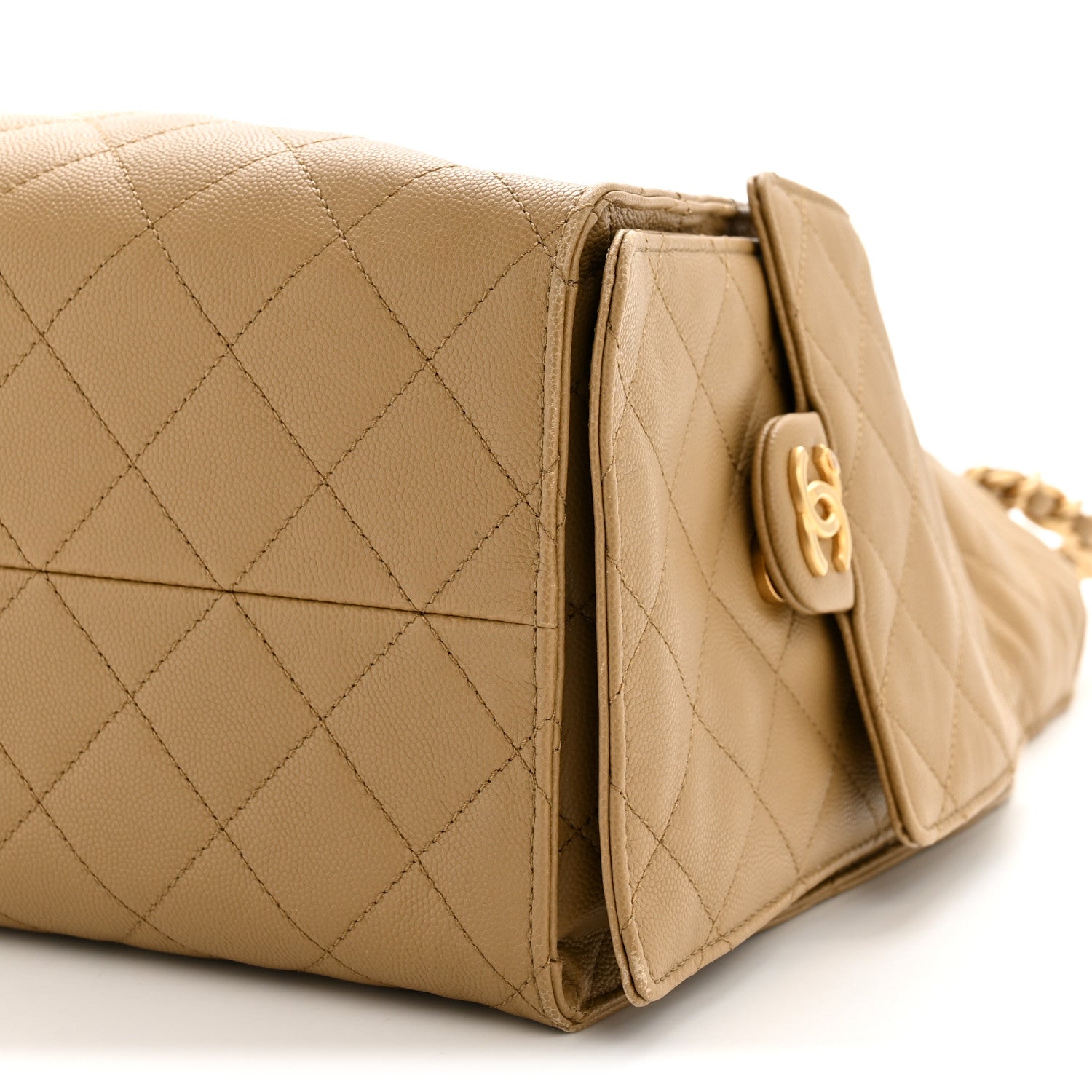 Caviar Quilted Medium CHNL 25 Handbag Dark Beige